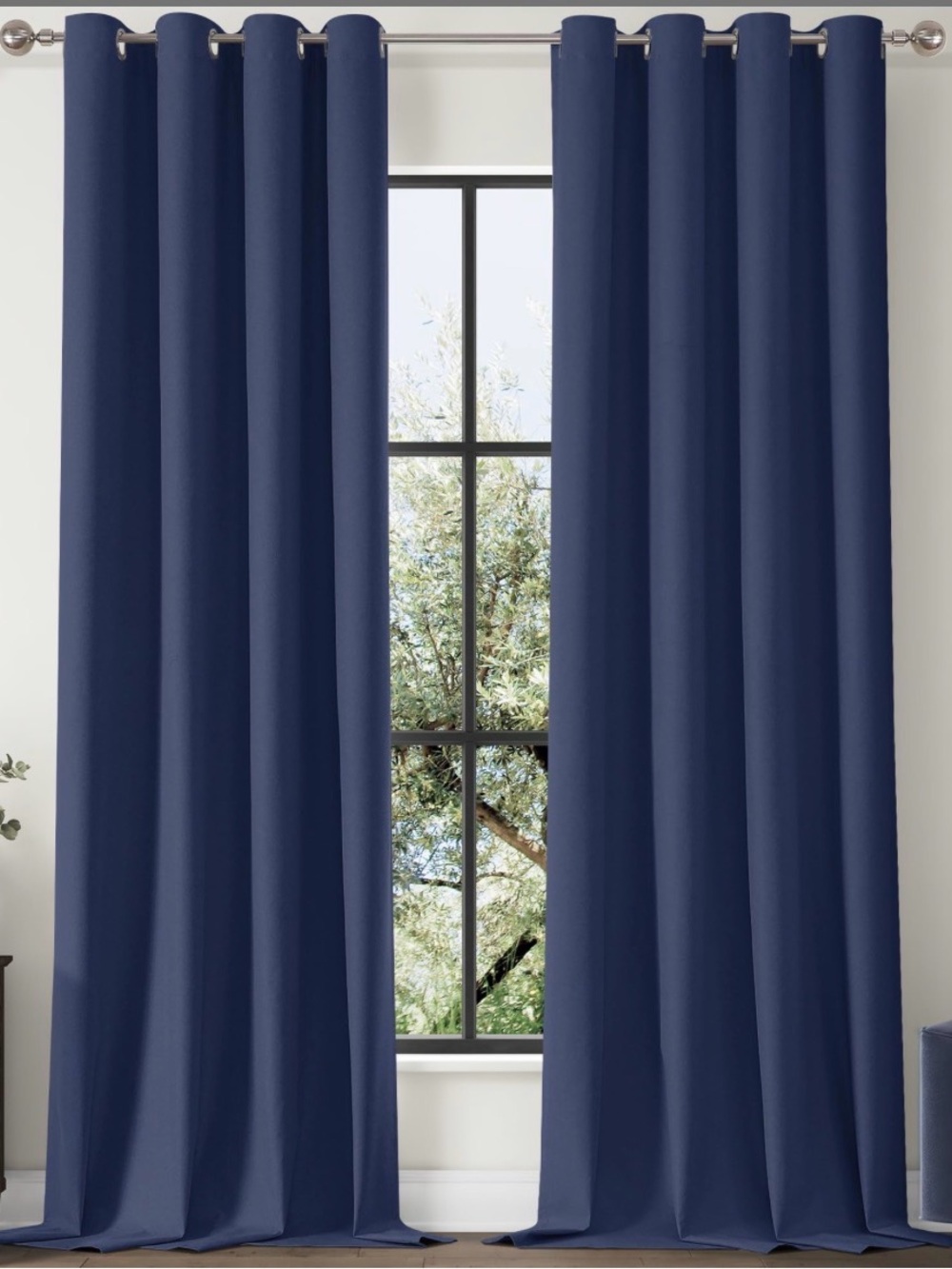 Navy Blackout Grommet Curtain Panels - Home Accents